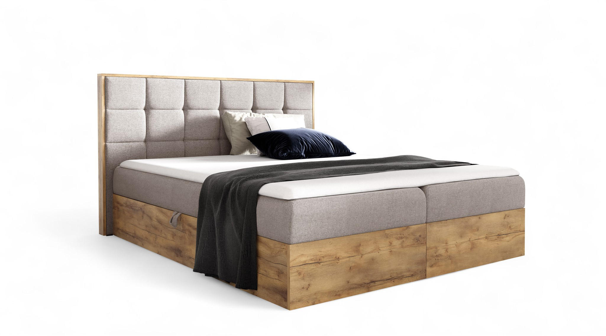 BOXBETT Kalypso überlänge Faro - Beige, Holzwerkstoff/Textil (200/220cm) - Fun Möbel