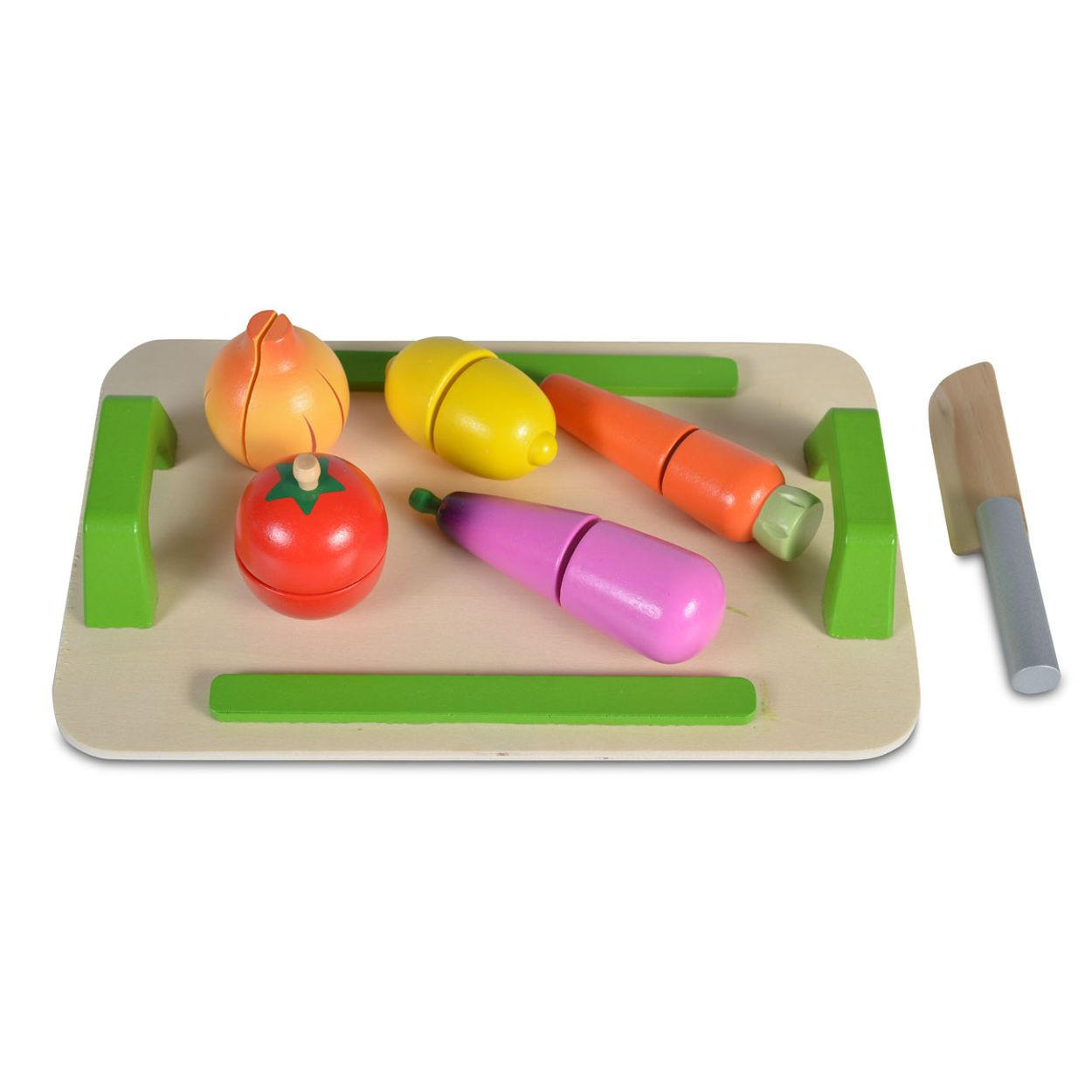 SPIELZEUGLEBENSMITTEL 4308 bunt Holz, 12-teilig, Schneidbrett, Selbstverschluss, 5 Gemüsesorten - Multicolor, Holz (16/5/26cm) - Moni