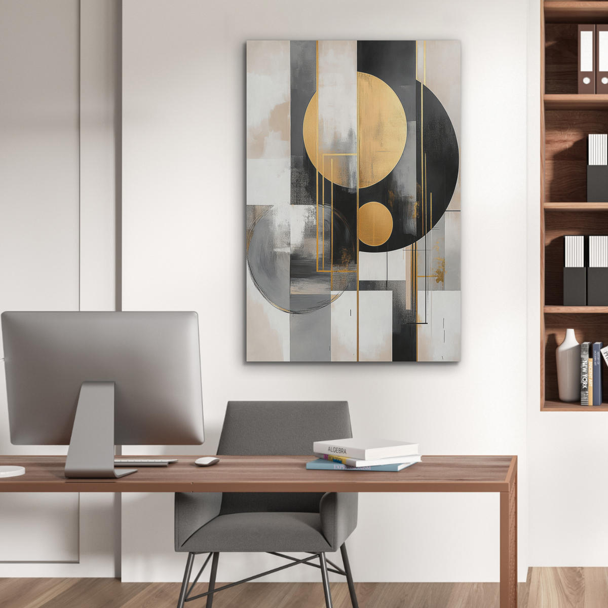 AKUSTIKPANEEL Abstrakt - Gold - Silber - Formen - Ästhetisch - Modern 70x100 cm - Goldfarben, Textil (70/0.9/100cm) - MuchoWow