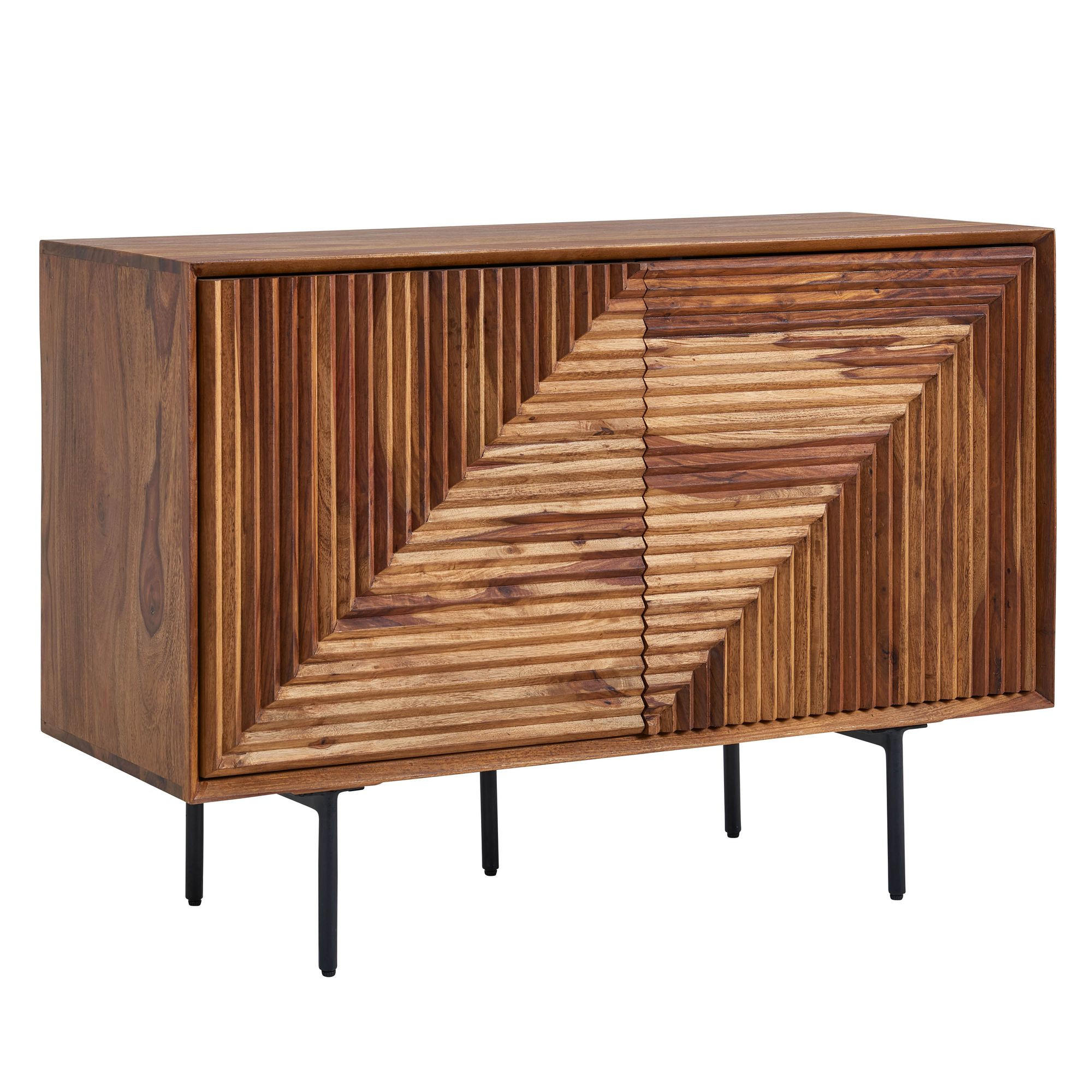 SIDEBOARD – Massivholz/Metall, 100x71x40 cm, 2 Türen, modern - Schwarz/Braun, Holz/Metall (100/71/40cm) - KADIMA DESIGN