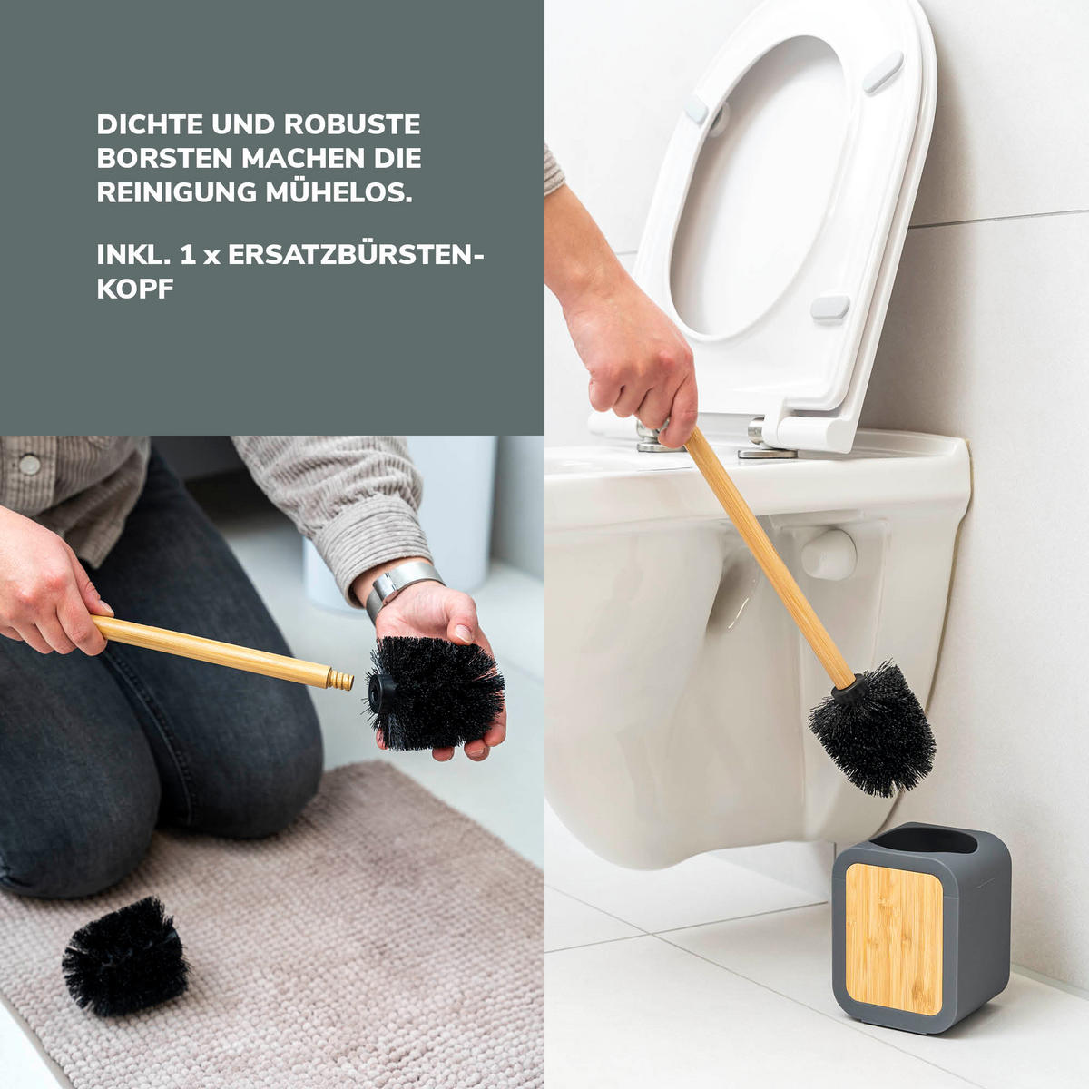 WC-GARNITUR, grau - Grau, Kunststoff (10/39/10cm) - eluno