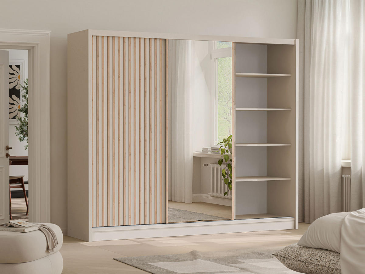 SCHWEBETÜRENSCHRANK London Lux 250 - Kaschmir, Holzwerkstoff (250/215/60cm) - MIRJAN24