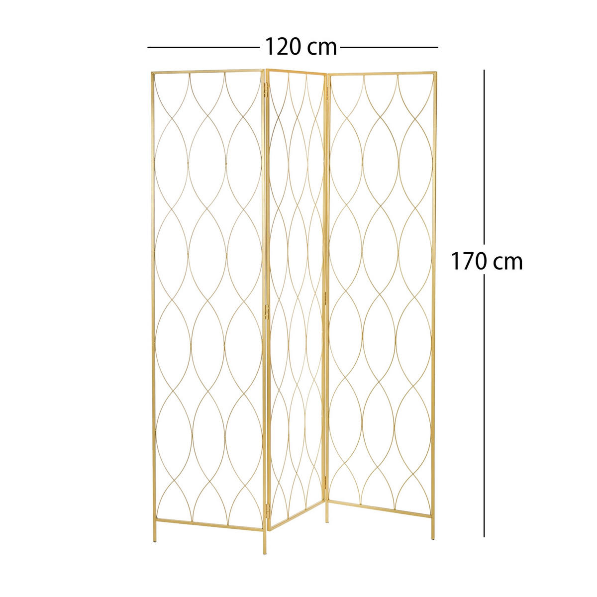 RAUMTEILER Lounge, 3tlg. Metall, Eisen gold - Goldfarben, Metall (120/170/1cm) - CREEDWOOD
