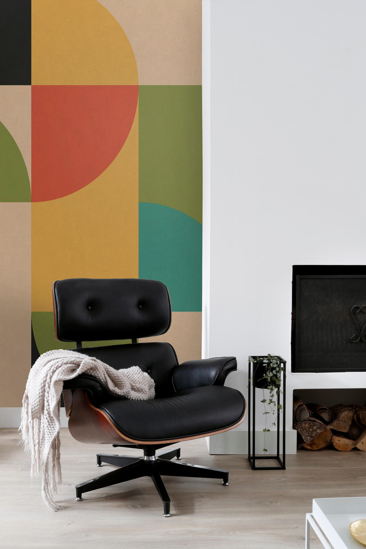 FOTOTAPETE Kreise im Bauhaus-Stil 250 x 279 cm - Beige, Papier (250/279cm) - ESTAhome