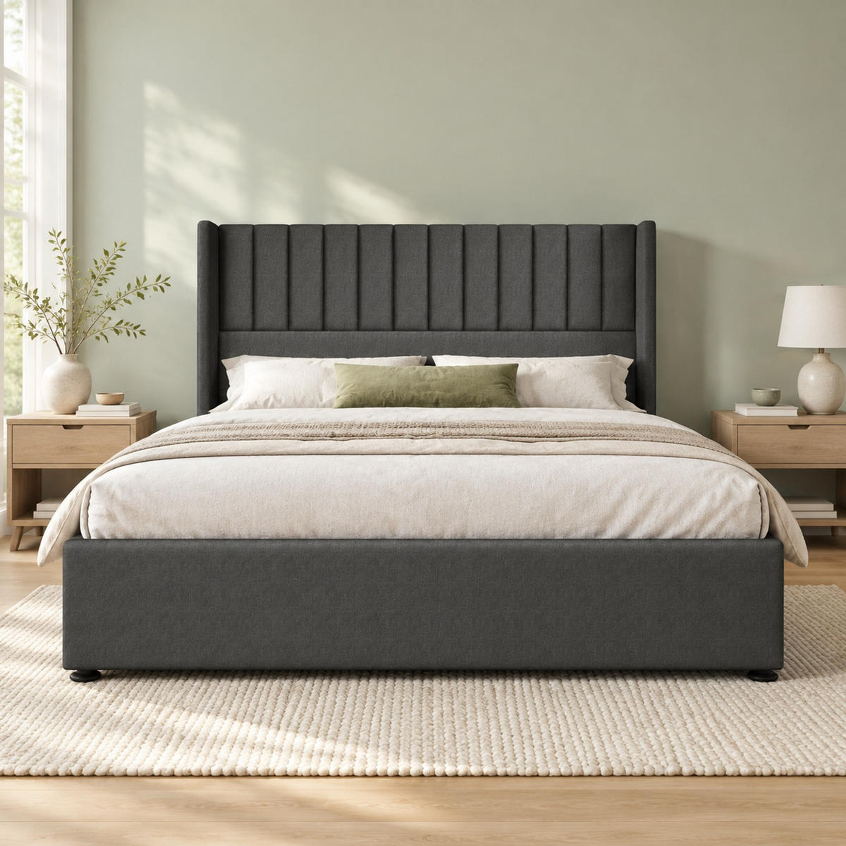 POLSTERBETT 140/200 mit Bettkasten und Hydraulikfunktion in Grau - Grau, Holzwerkstoff/Textil (140/200cm) - EVRYAE