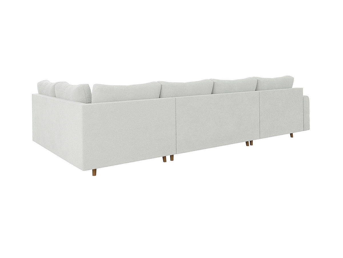WOHNLANDSCHAFT inkl. Hocker Henrik Weiß Boucle - Weiß/Braun, Holz/Textil (310/81/161cm) - S-Style Möbel
