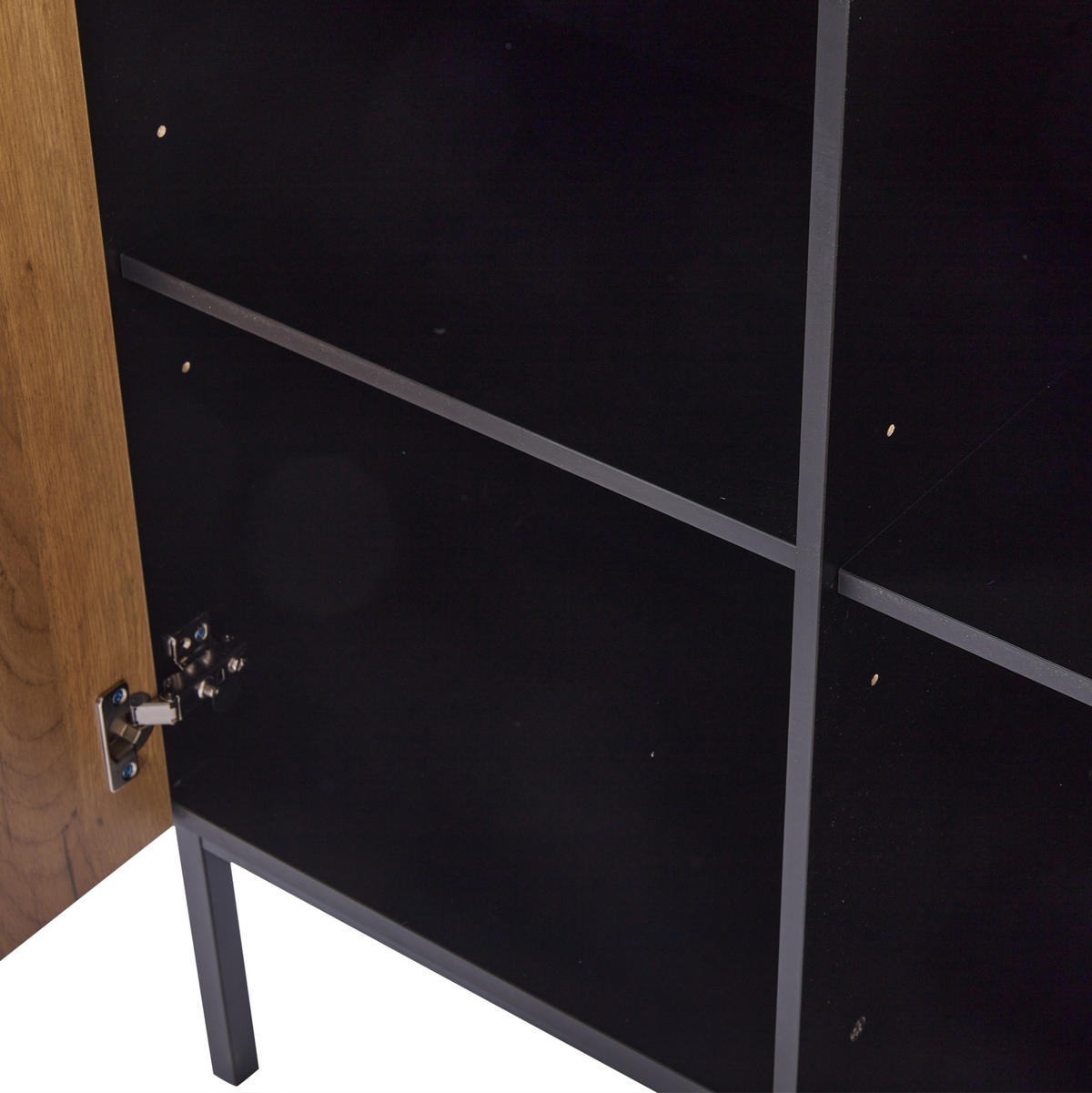 VITRINE mit LED-Beleuchtung 74 x 31 x 180 cm Schwarz/Eiche - Schwarz, Holzwerkstoff (31/180/74cm) - Beauniv