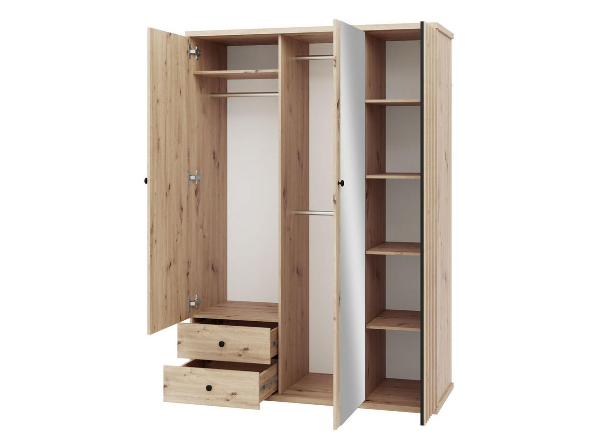 KLEIDERSCHRANK Cali C-23 - Schwarz/Eiche Artisan, Holzwerkstoff/Kunststoff (150/213/60cm) - MIRJAN24