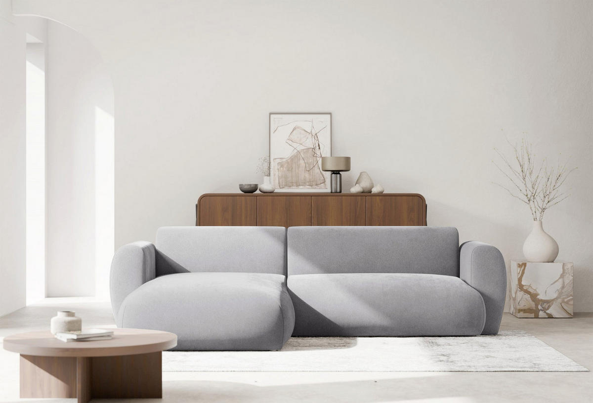 ECKSOFA Emia Grau links - Schwarz/Grau, Kunststoff/Textil (262/156cm) - Selsey