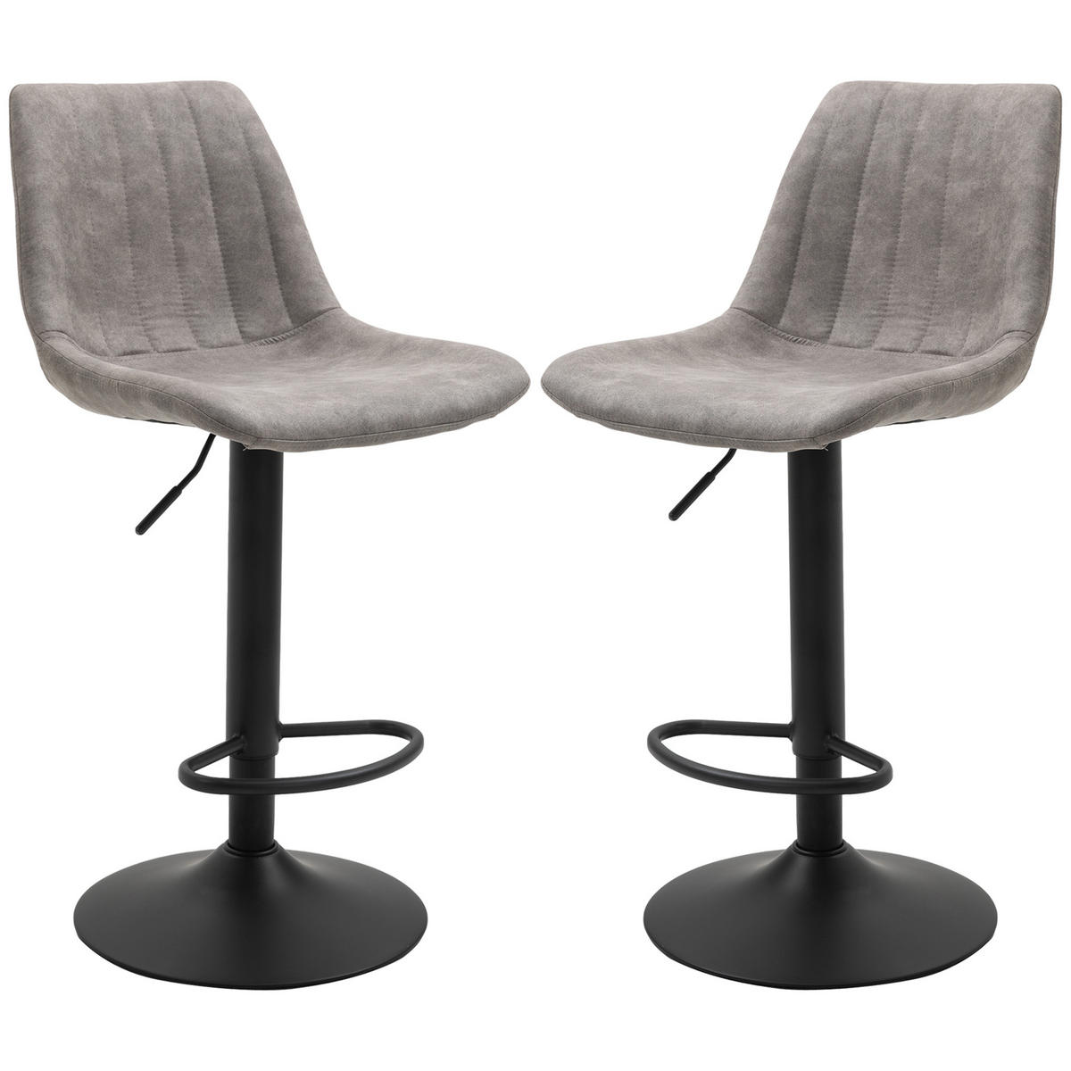 BARHOCKER 2er-Set DE-14744 höhenverstellbar & schwenkbar mit Fußstütze Grau - Grau, Metall (46.5/110/43cm) - ComfortXL