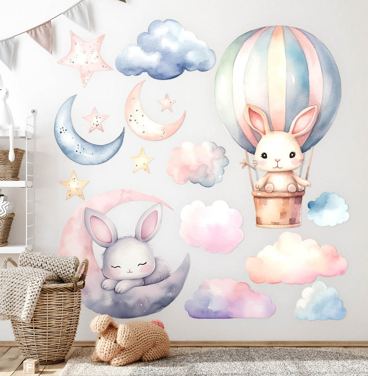 AUFKLEBER 100x133 cm Hasen Ballon - Pink, Kunststoff (100/133/0.1cm) - TULUP