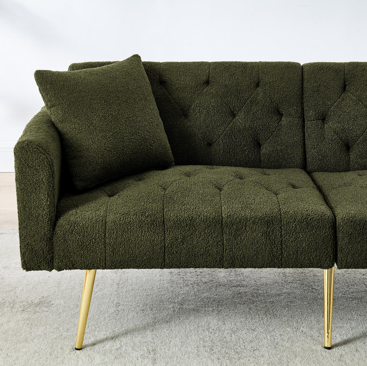 SOFA 2-Sitzer mit verstellbarer Rückenlehne, 2 Kissen, Grün - Grün, Holzwerkstoff (177/74/78cm) - Meubliv