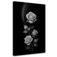 LEINWANDBILD Blumen Silberne Rosen 80x120cm - Schwarz, Textil (80/120cm) - Feeby