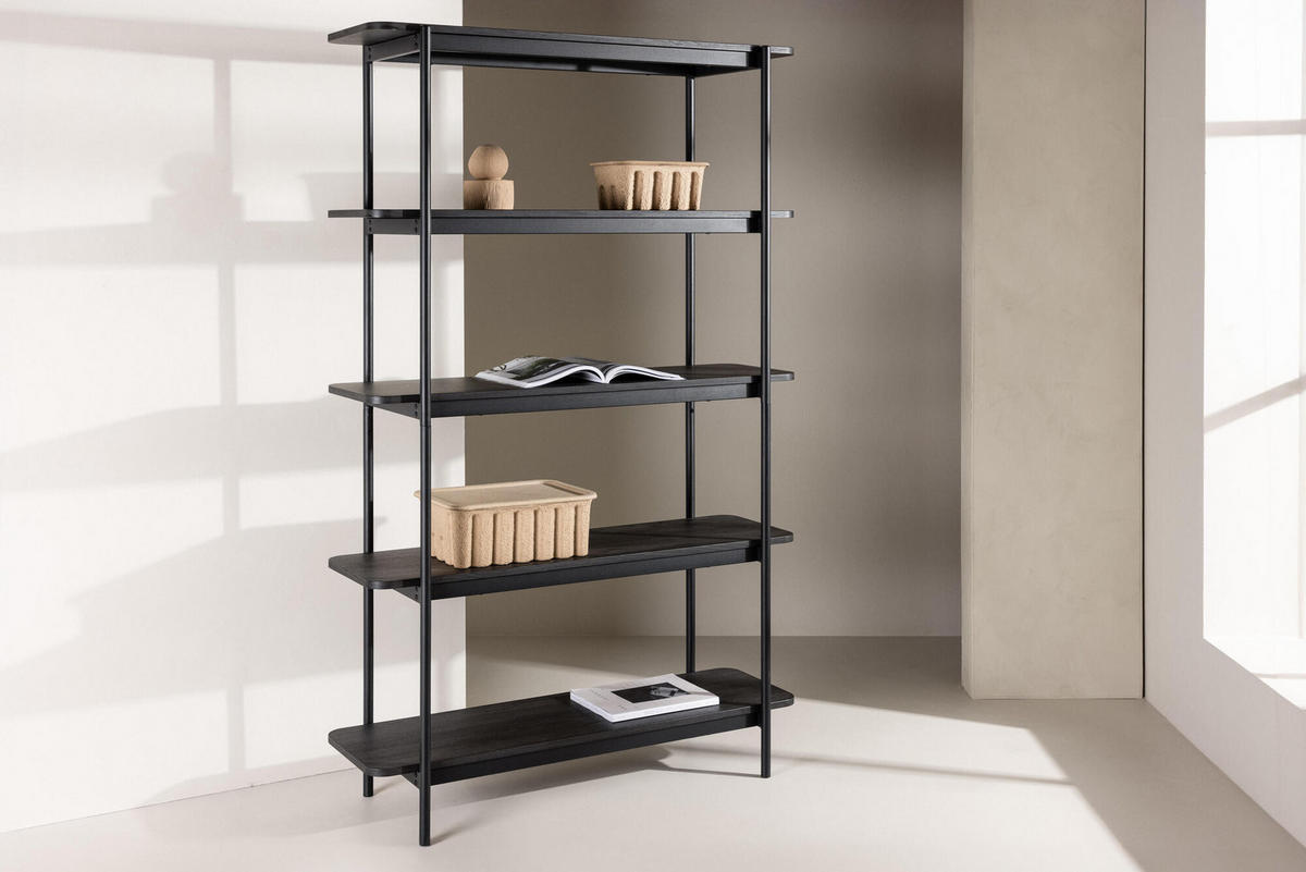 STANDREGAL HEIM Schwarz 120x40x190 cm - Schwarz, Holzwerkstoff (120/190/40cm) - FURNLUX