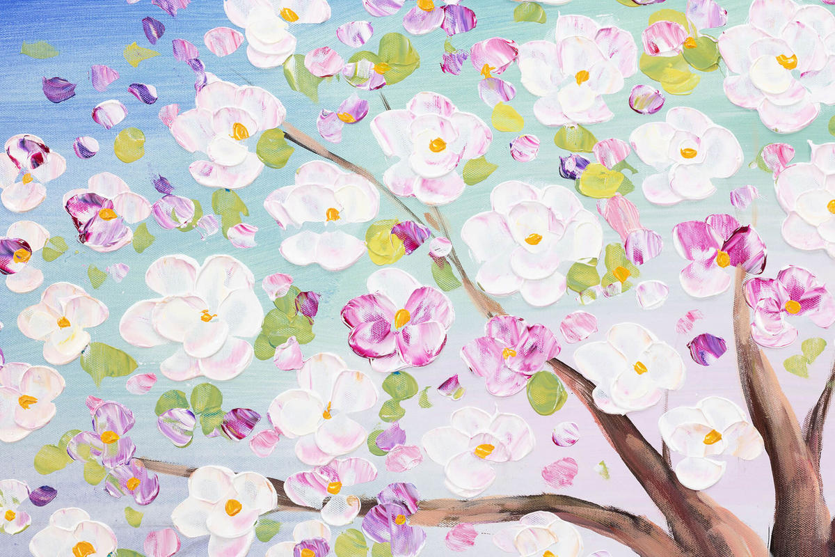 ACRYLBILD HANDGEMALT 120/60 cm - Blau/Pink, Holz/Textil (120/60cm) - KUNSTLOFT