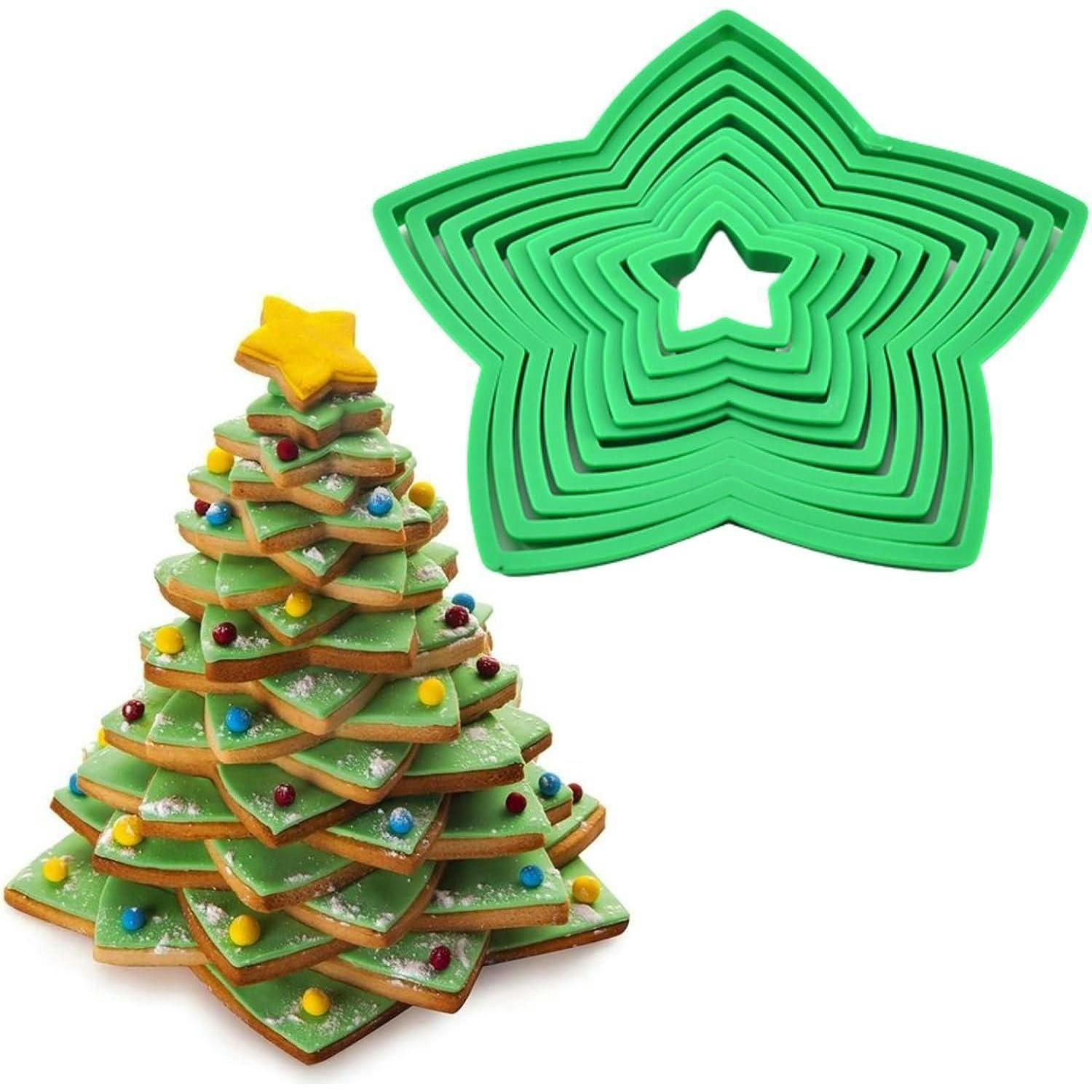 AUSSTECHFORMEN Set 10-teilig Weihnachten Sterne - Grün, Kunststoff (20.6/1/20.6cm)