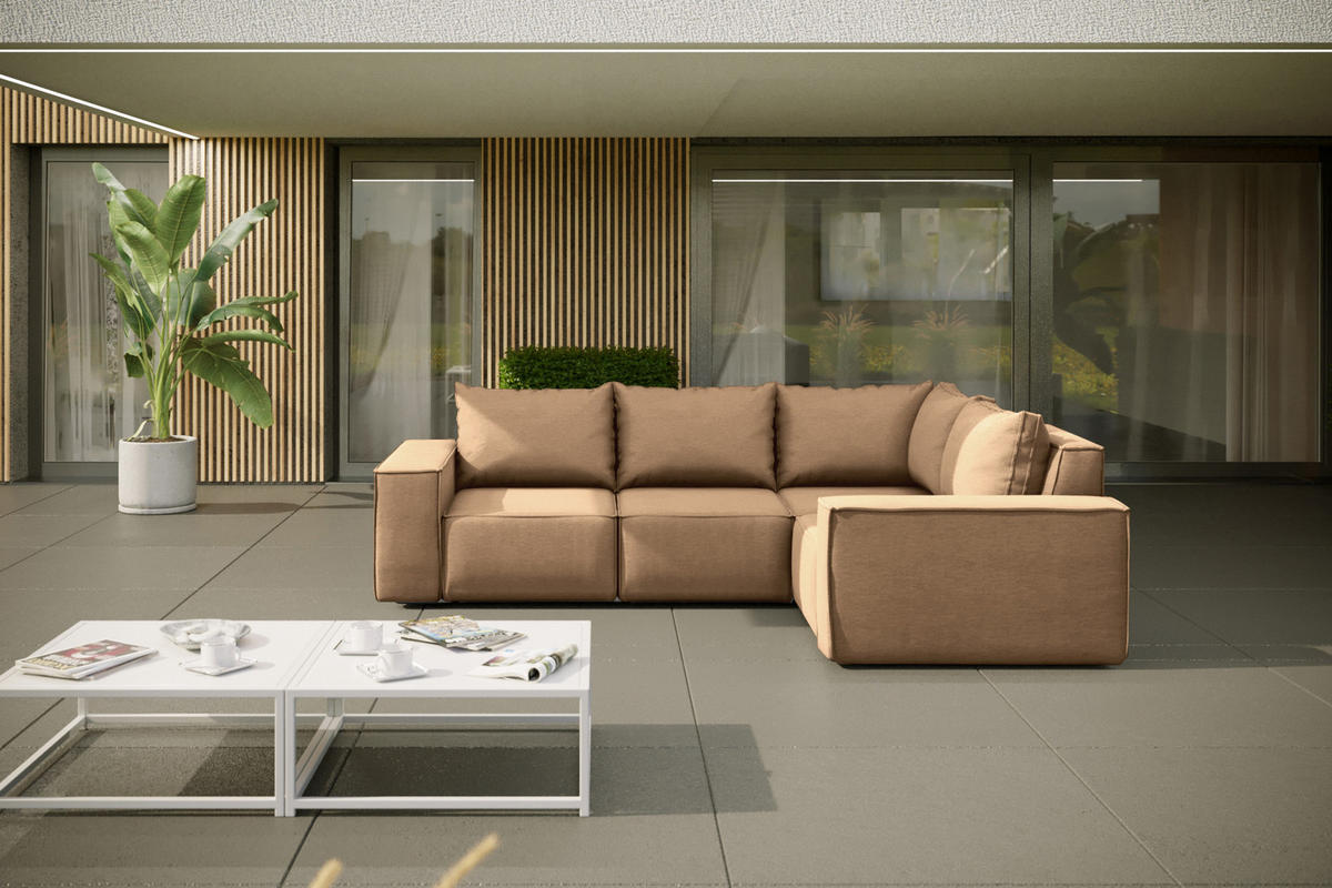 GARTENECKSOFA Für Den Garten SONNE Cappucino Links - Cappuccino, Holz (246/73/181cm) - Kaiser Möbel