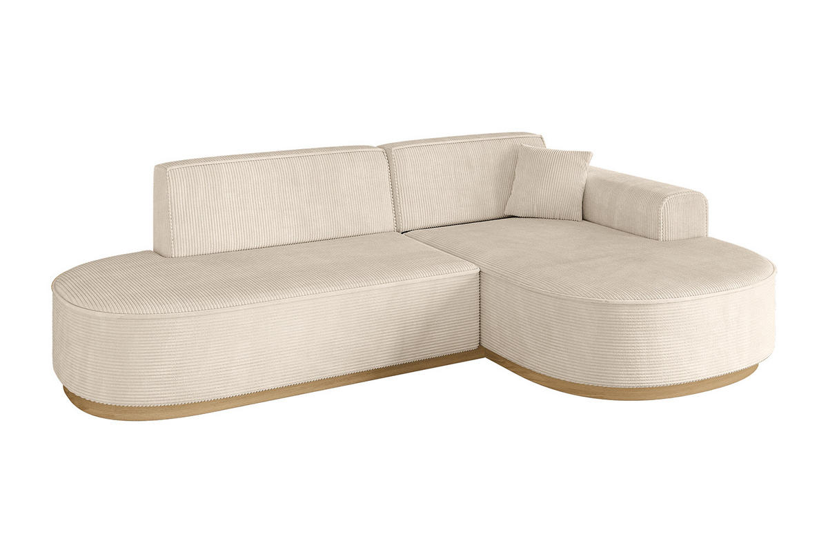 ECKSOFA Ottomane Rechts MARI-L1-v2 - 243x171x83 cm Beige Cord - Beige, Holzwerkstoff/Textil (171/243cm) - ALTDECOR