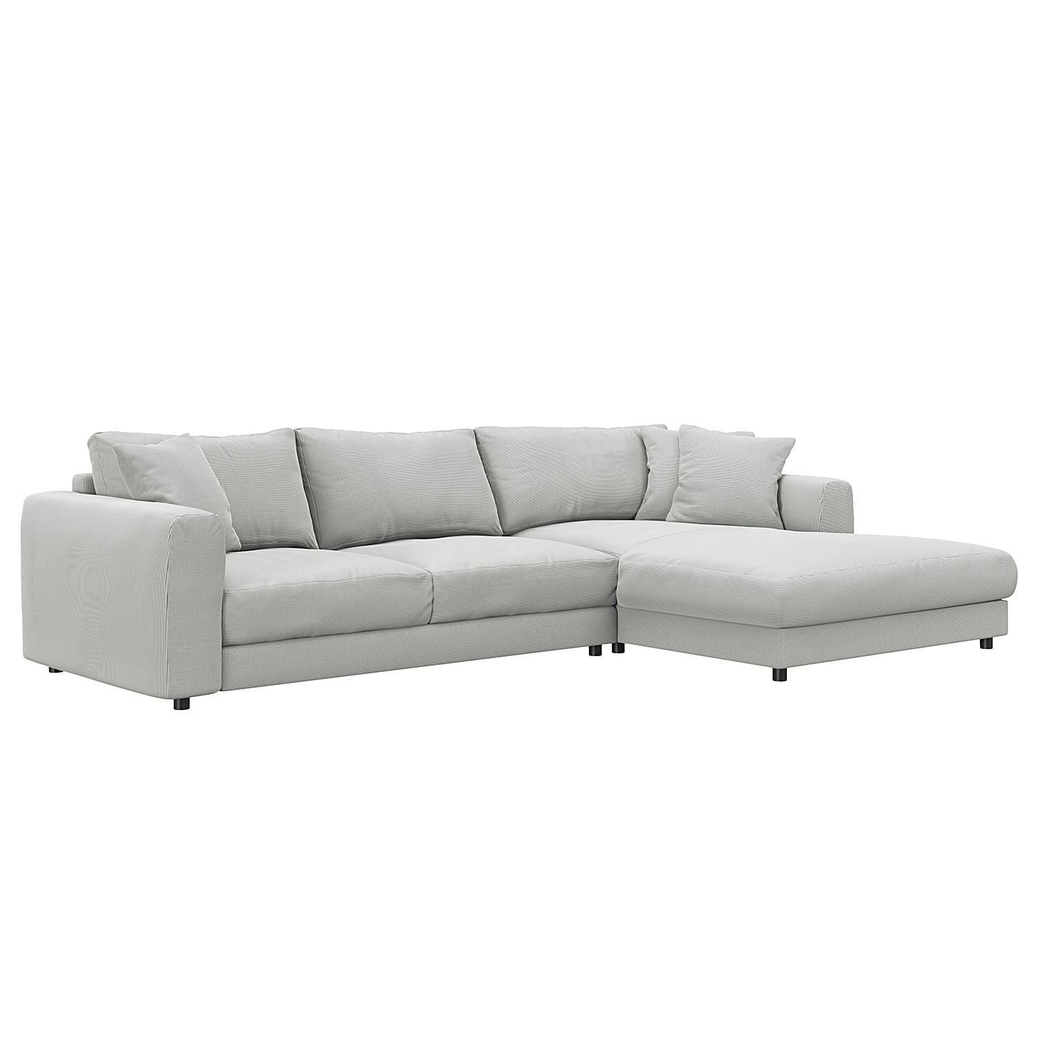ECKSOFA mit Longchair - Schwarz/Grau, Holz/Kunststoff (286/183cm) - home24