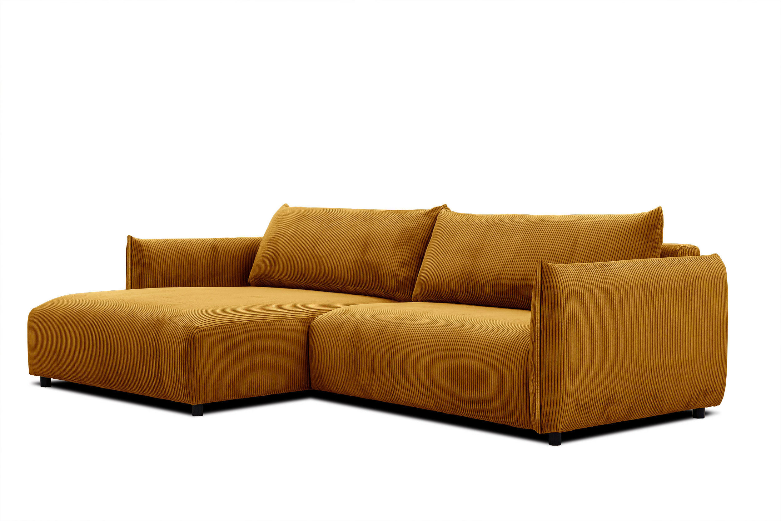 ECKSOFA TAUER 5-Sitzer, honig - Schwarz/Honig, Holzwerkstoff/Kunststoff (174/292cm) - Courtois Laville