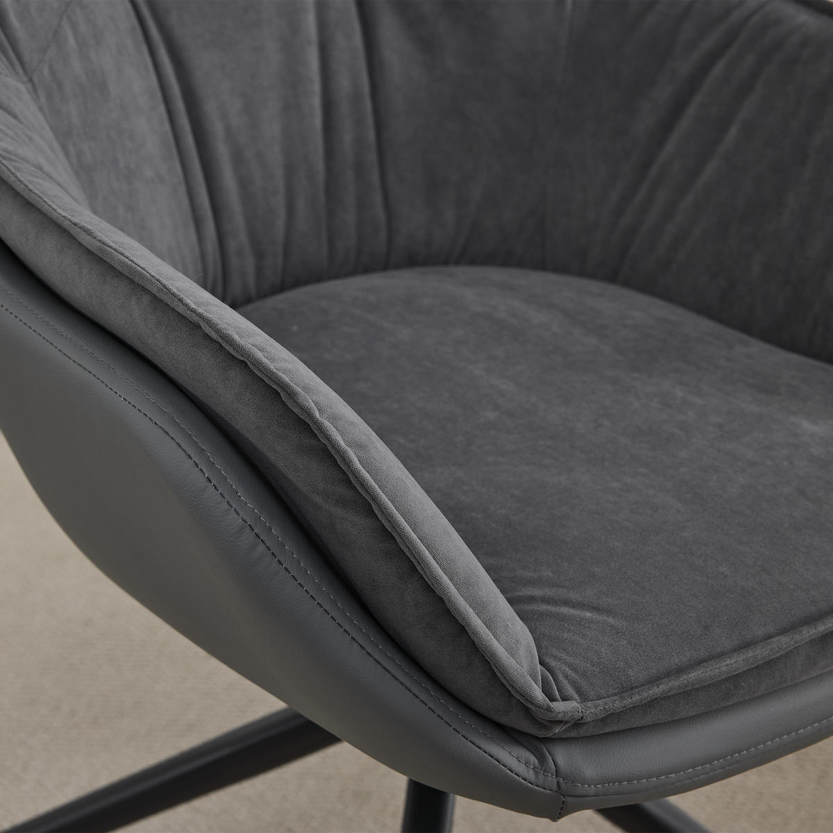 STUHL Kunstleder mit 360°-Drehfunktion, DE-42311, Grau - Grau, Metall (66/80/67.5cm) - ComfortXL