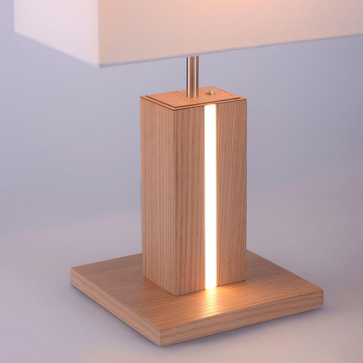 LED TISCHLEUCHTE Amanda Holzoptik Weiß - Weiß, Kunststoff (32/20/48cm)