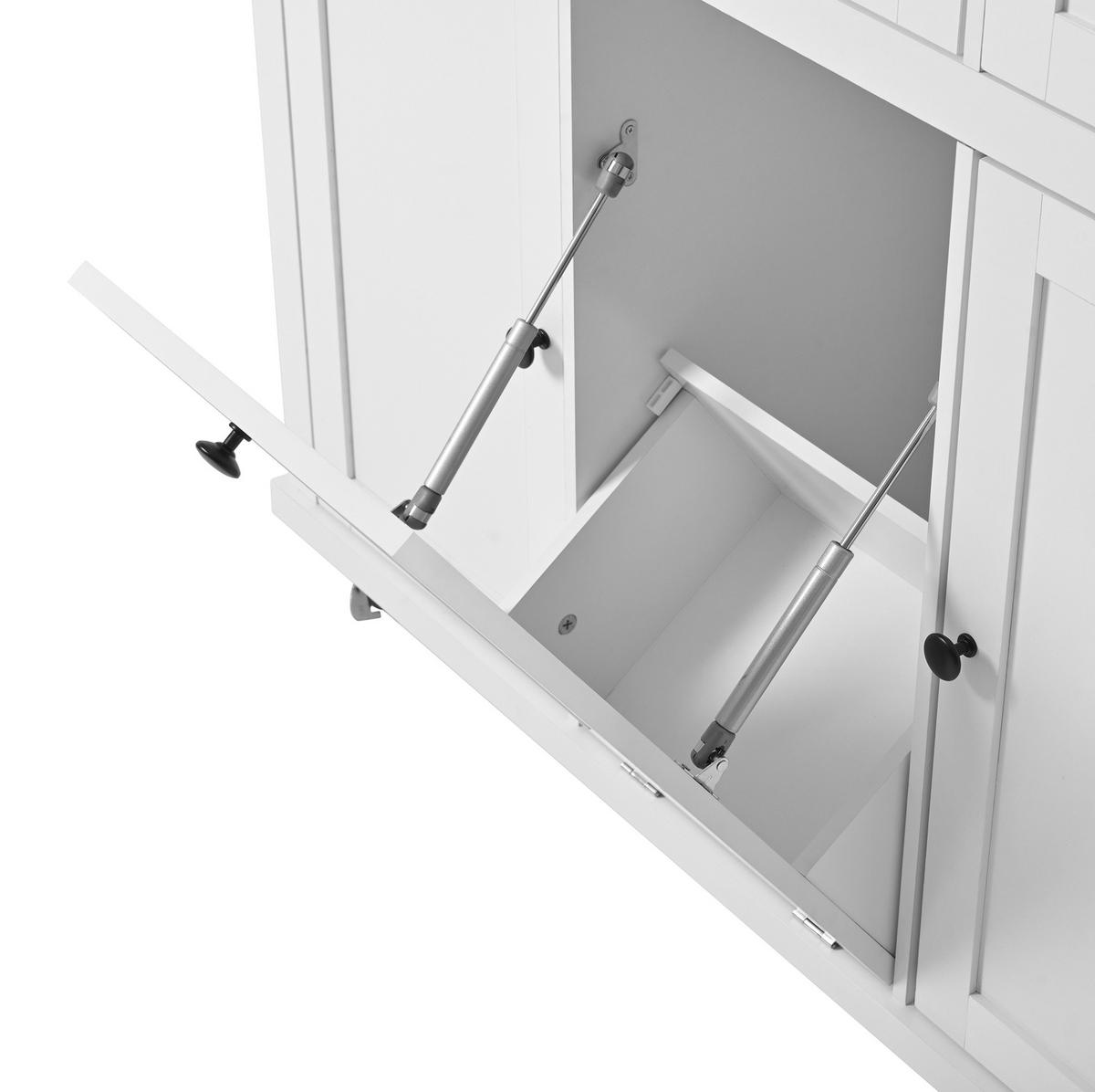 KÜCHENINSEL 112x46.2-76.2x92.7 cm Weiß mit Ausziehplatte & Mülleimer-Fach - Weiß, Holzwerkstoff (112/92.7/76.2cm) - Modfu