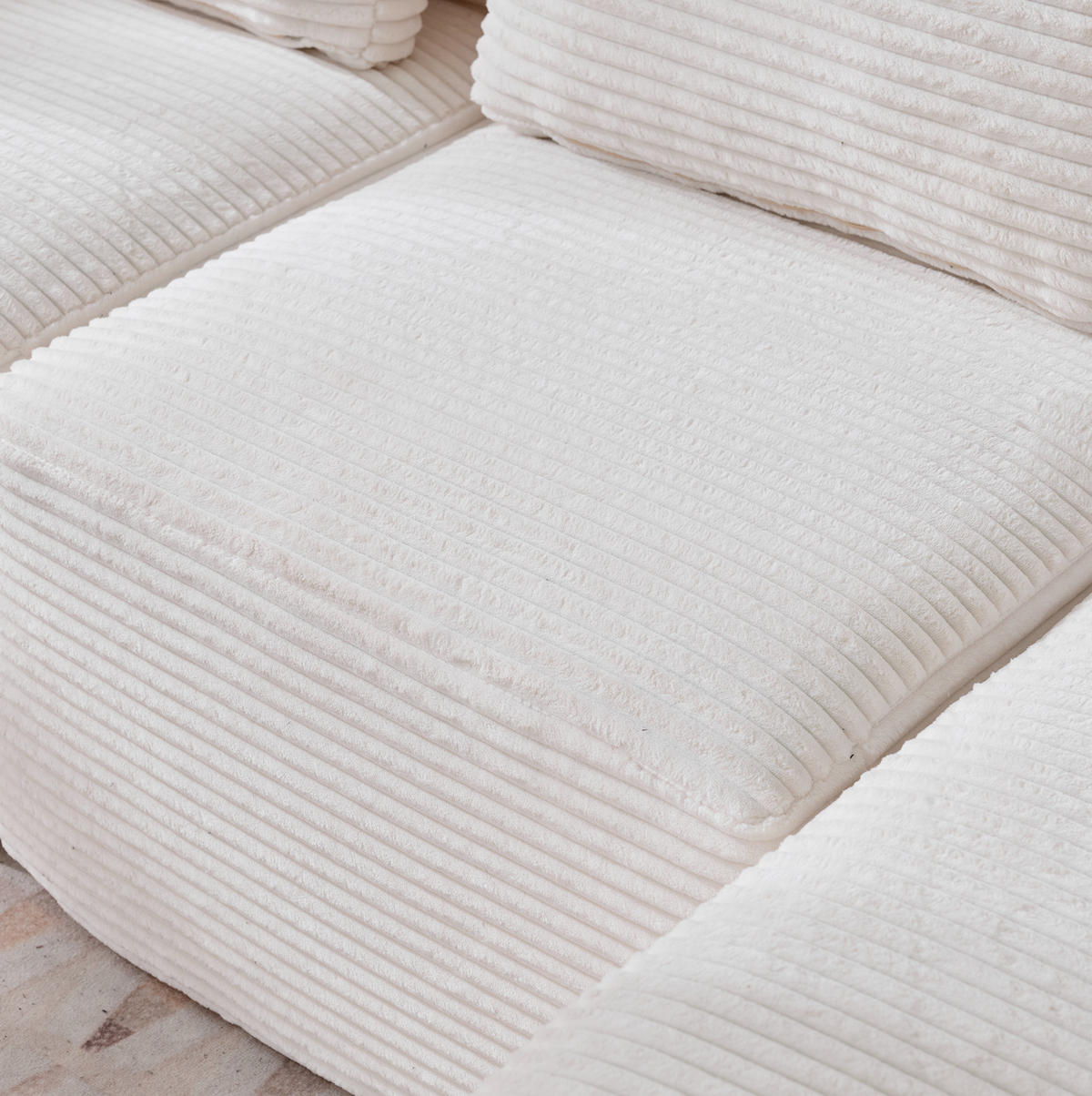 SOFA für kleine Räume Beige mit 3 Kissen und 2 Becherhaltern - Beige, Textil (176/265cm) - Meubliv