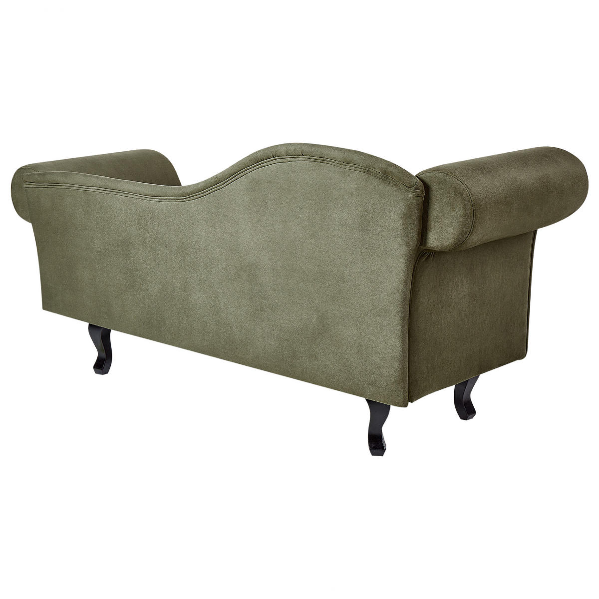 CHAISELONGUE Samtstoff olivgrün links Lattes - Dunkelbraun/Grün, Textil (192/81/59cm) - Beliani