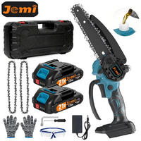 KETTENSÄGE Mini 6 Zoll kabellos wiederaufladbar Schnittwerkzeug mit 2 Akku 2 Kette - Blau, Metall (15/7/30cm) - Coonoor