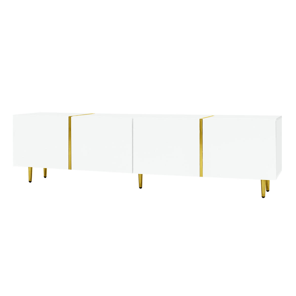 TV ormarić 170/35/46 cm bijeli od MDF-a s 4 vrata i mekim zatvaranjem - bijela, drvni materijal (170/46/35cm) - OKWISH
