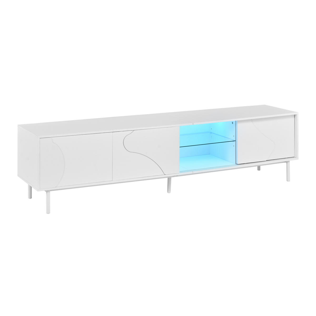LOWBOARD DE-40288 mit Schiebetüren und LED Weiß - Weiß, Holzwerkstoff (180/45/40cm) - ComfortXL