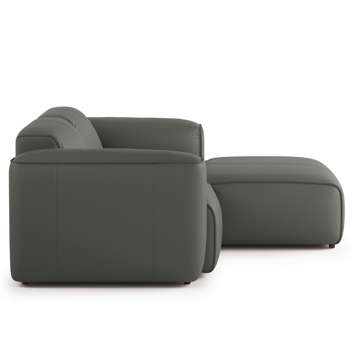 ECKSOFA mit XL-Longchair - Schwarz/Grau, Leder/Kunststoff (260/171cm) - home24
