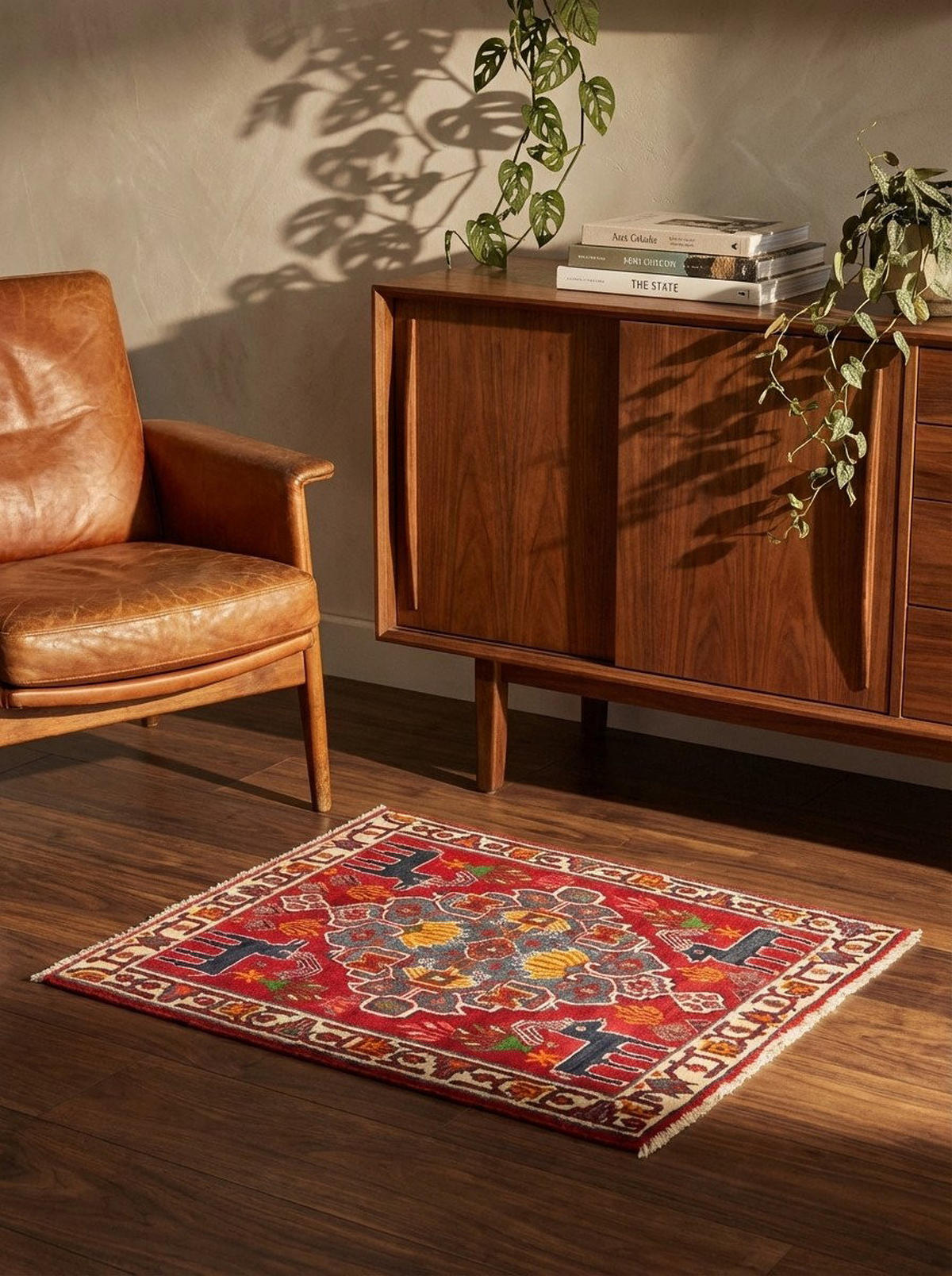 TEPPICH Gashgai Rot 66/54 cm Schurwolle - Rot, Textil (54/66cm) - Looma