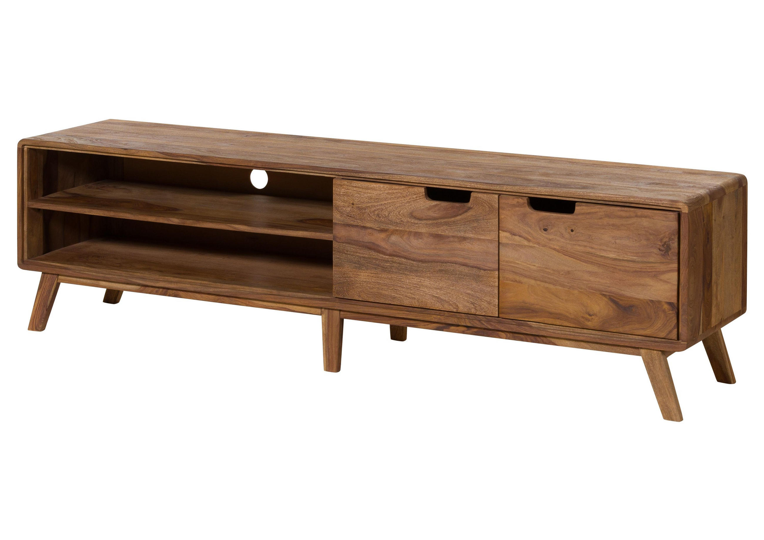 TV-BOARD Sheesham 180x40x48 natur sandgestrahlt lackiert MALMÖ 2 #222 - Naturfarben, Holz (40/48/180cm) - Massivmoebel24