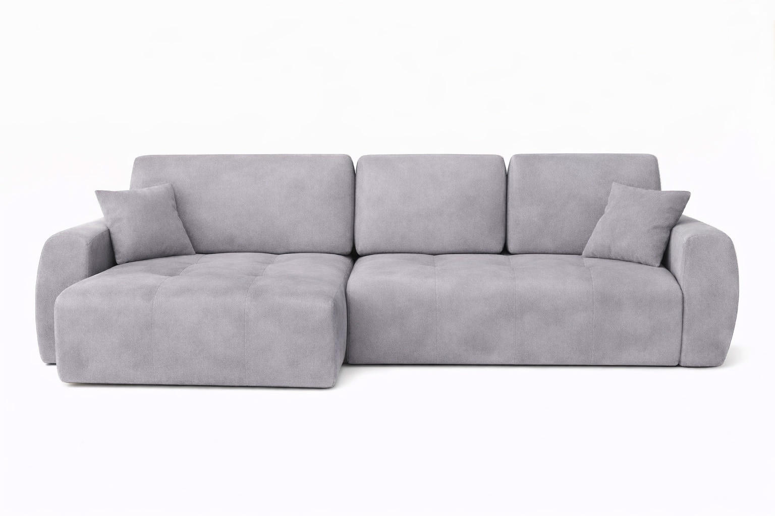 ECKSOFA Mit Schlaffunktion Und Bettkasten L-Form Ivo L, Veloursstoff Salvador, Grau, Links - Grau, Holz (250/142cm) - Kaiser Möbel