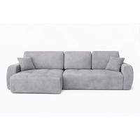 ECKSOFA Mit Schlaffunktion Und Bettkasten L-Form Ivo L, Veloursstoff Salvador, Grau, Links - Grau, Holz (250/142cm) - Kaiser Möbel