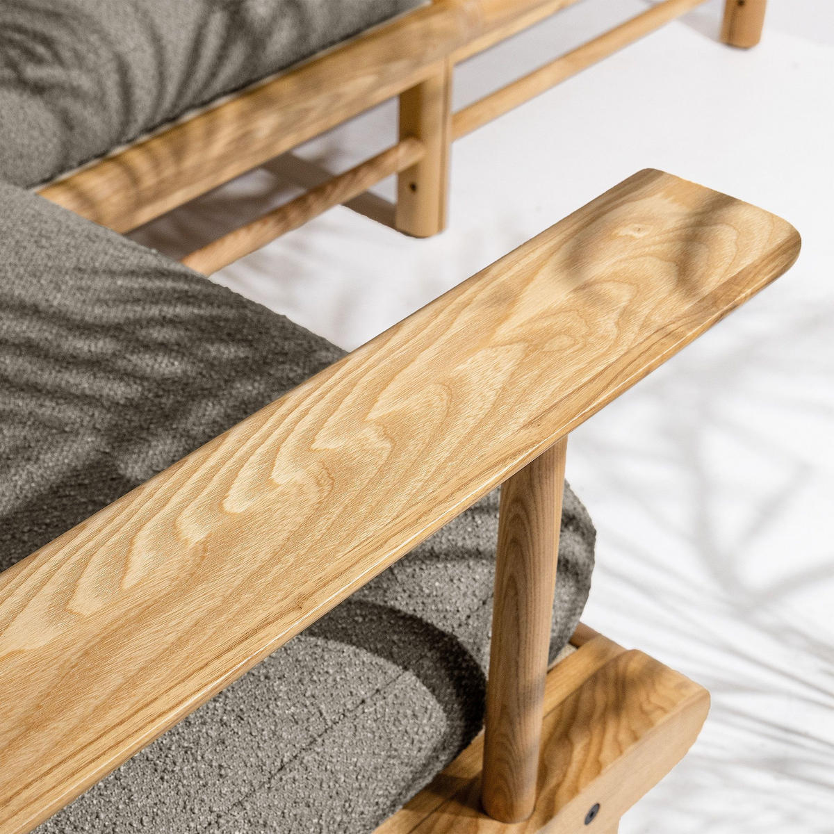 LOUNGESOFA ATREDA links - Grau, Holz/Textil (300/80/160cm) - KONSIMO®