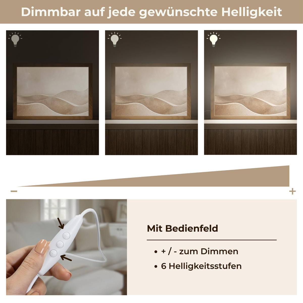 TISCHLEUCHTE Beige - Natur - Abstrakt - Modern 30x20 cm - Champagner, Holzwerkstoff (8/30/20cm) - OnlyWow