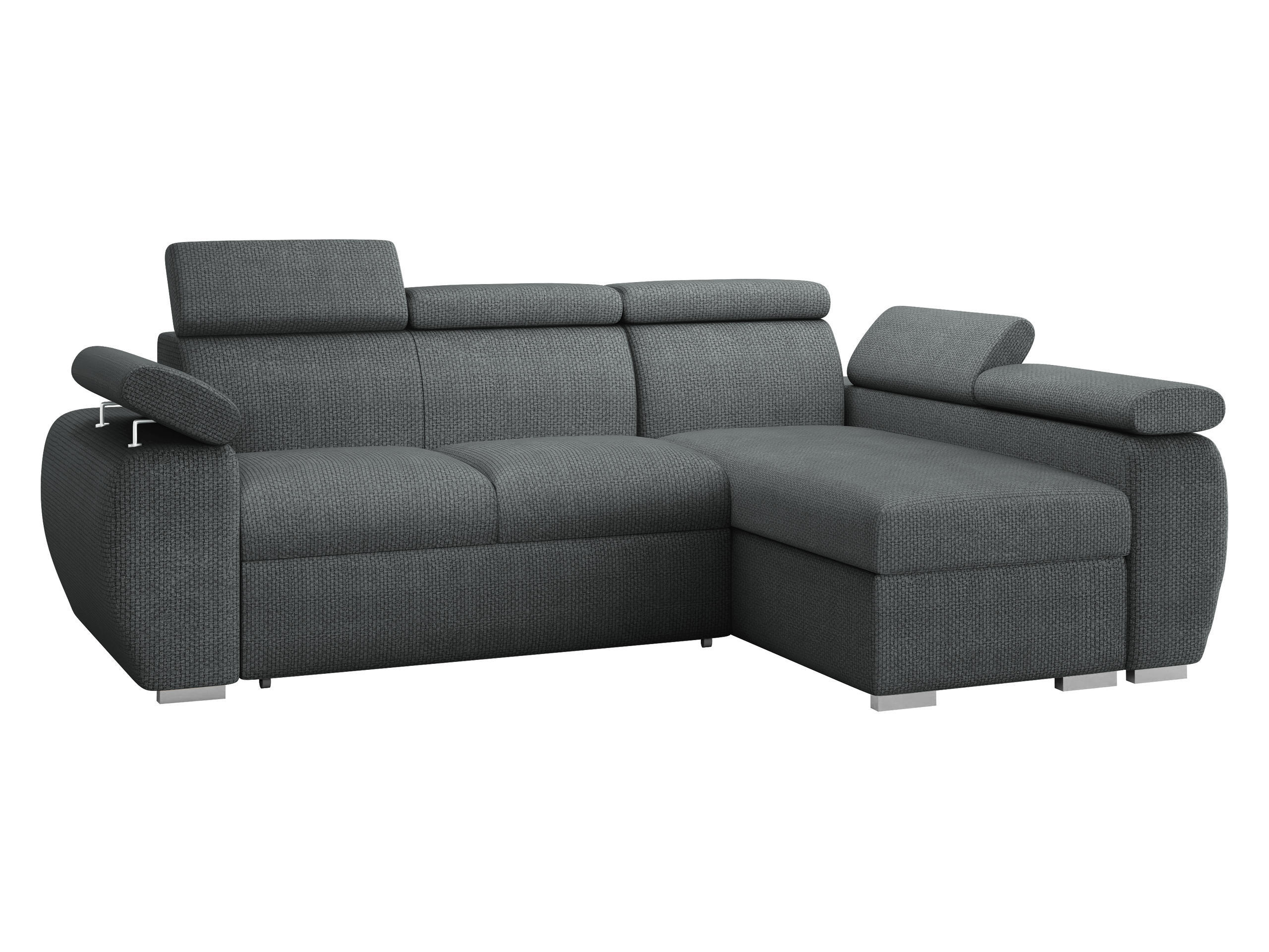 ECKSOFA Boston Mini, Seite: Rechts - 2R+LC - Chromfarben/Blaugrau, Holz/Textil (255/170cm) - MIRJAN24