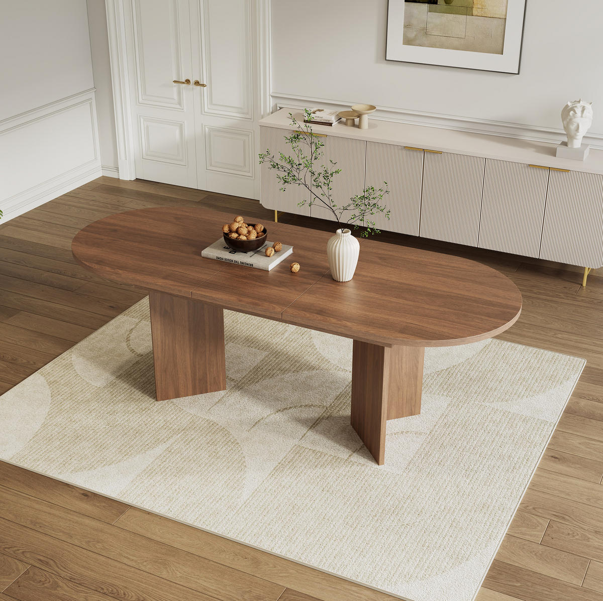 ESSTISCH 160/80/75 cm nussbaumfarben aus MDF mit Ausziehfunktion - Walnussfarben, Holzwerkstoff (160/80/75cm) - OKWISH