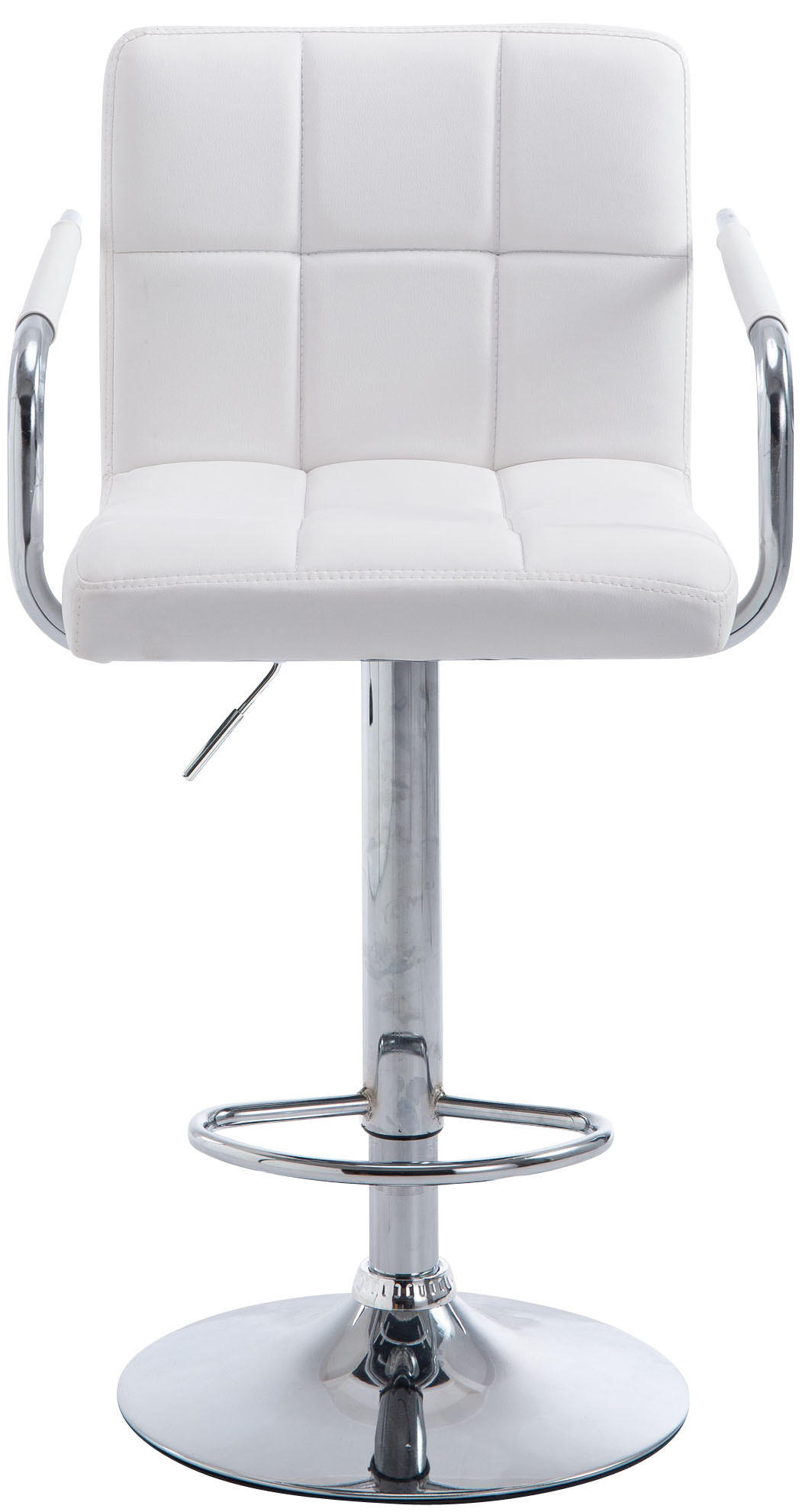 BARHOCKER Lederlook weiß - Chromfarben/Weiß, Textil/Metall (54/91/46cm) - CLP