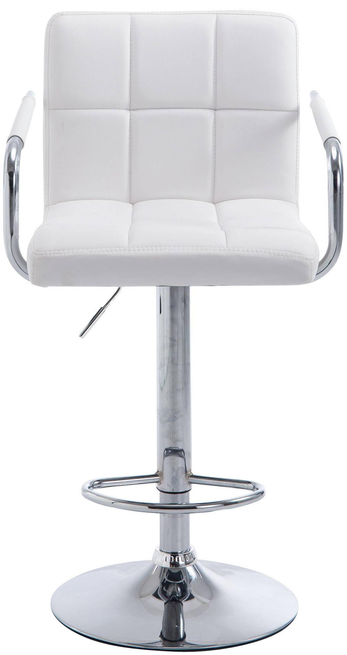 BARHOCKER Lederlook weiß - Chromfarben/Weiß, Textil/Metall (54/91/46cm) - CLP