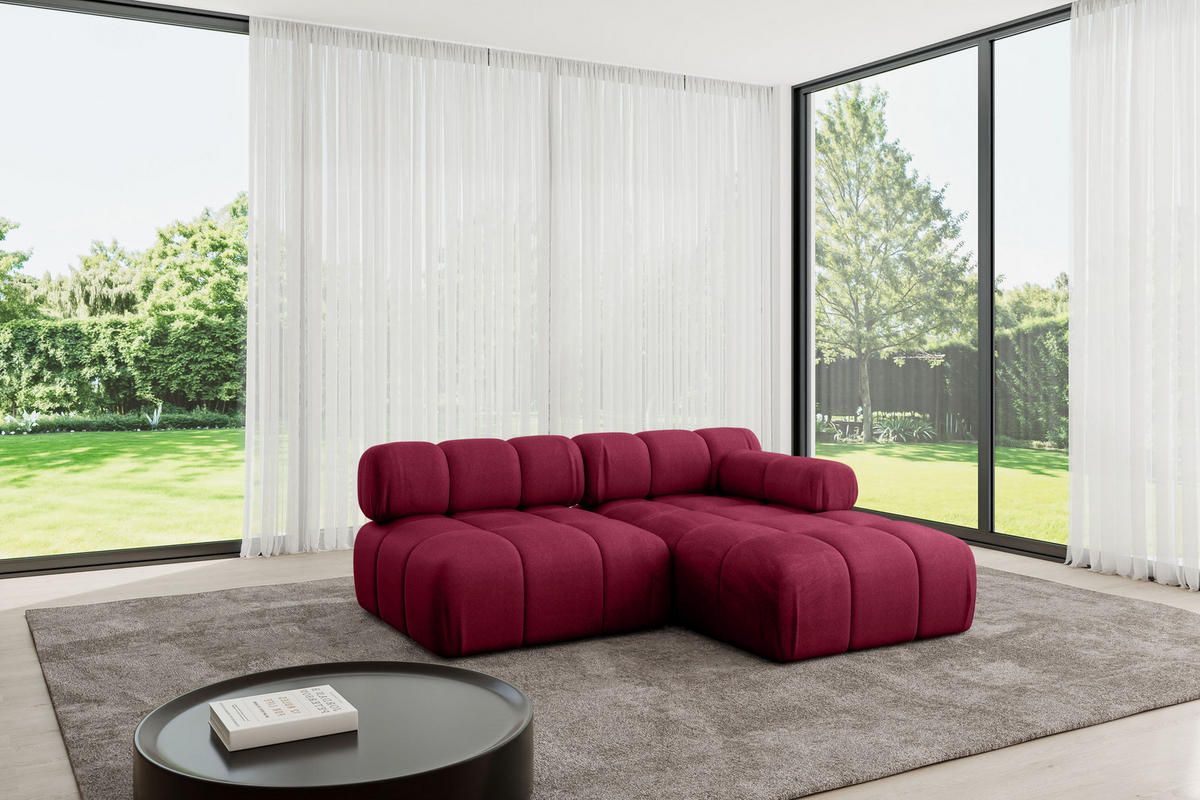 ECKSOFA modulares Sofa Razon-L1 - 190x160x70 cm Bordeauxrot Velours - Bordeaux, Holzwerkstoff/Textil (190/160cm) - ALTDECOR