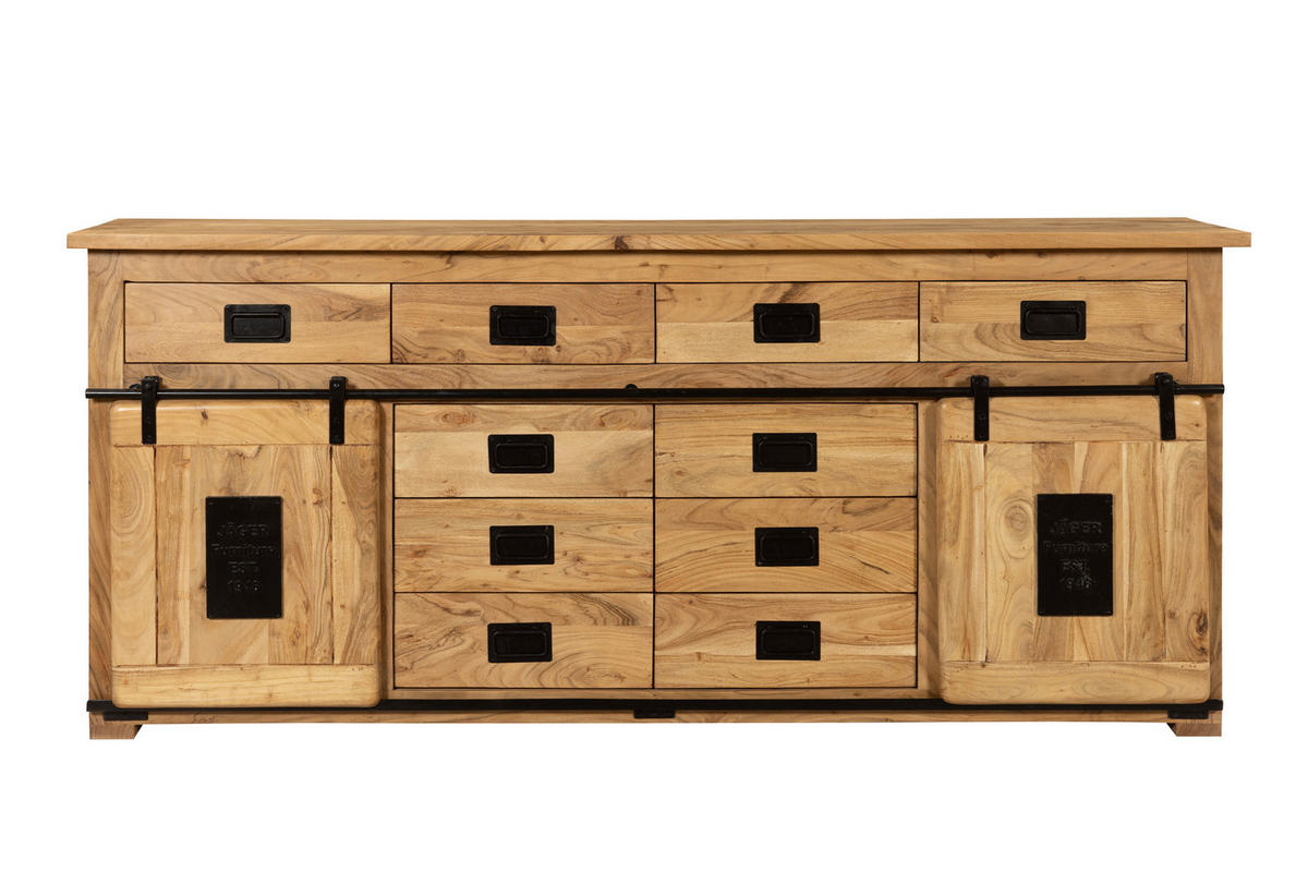 SIDEBOARD LIBRO - Beige/Naturfarben, Akazienholz/Holz (200/90/45cm) - SAM