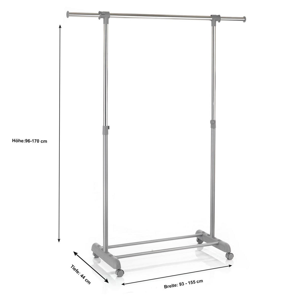 ROLLGARDEROBE SALA - Grau, Metall (93/96/44cm) - CARO-Möbel