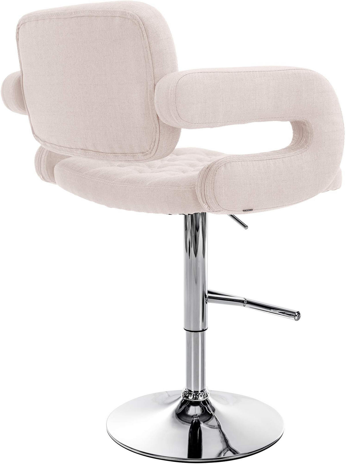 BARHOCKER 2er Set Stoff beige - Chromfarben/Beige, Textil/Metall (62/103/55cm) - CLP