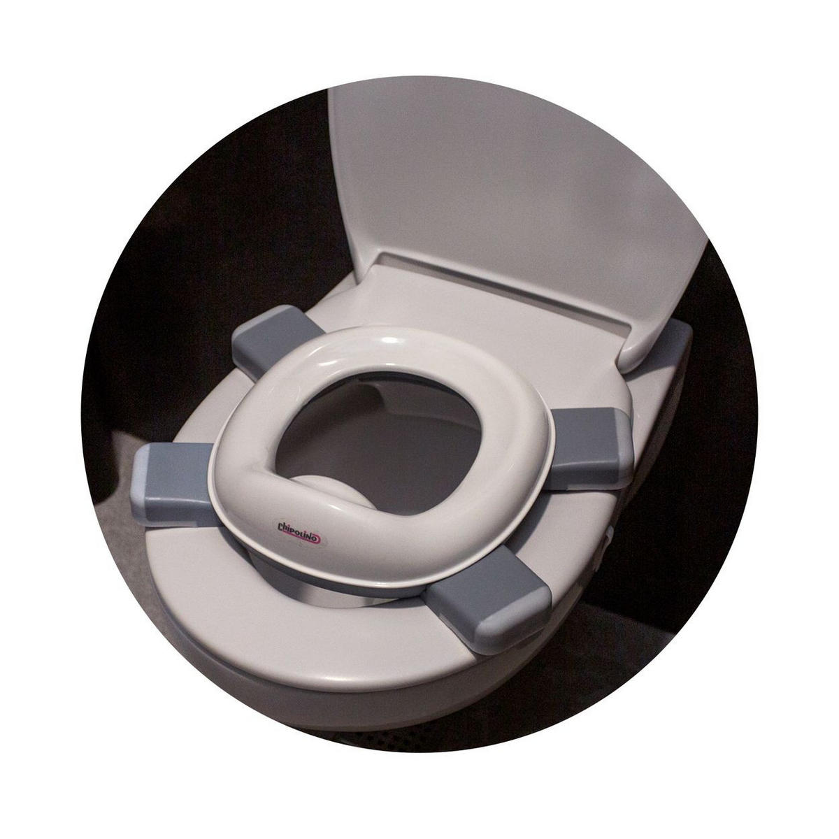 TOILETTENTRAINER Viaggio 2 in 1 grau Töpfchen, faltbar, Tragetasche, Spritzschutz, abnehmbarer Behälter - Grau, Kunststoff (26/28cm) - Chipolino