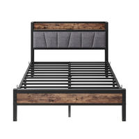 METALLBETT 140/190 cm Braun mit LED und USB - Braun, Metall (140/190cm) - Oxeza