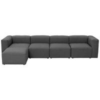 ECKSOFA 4-Sitzer mit Hocker links Kattrina Flachgewebe anthrazit - Anthrazit, Kunststoff (175/350cm) - 58aufmkessel